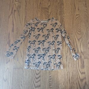 Posh Peanut Toddler Girls 2T Long Sleeve Shirt Viscose Bamboo Horse Pattern